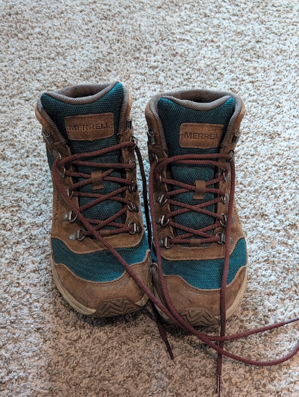 Merrell Teal and Brown Lightweight Hiking Boots Size 8